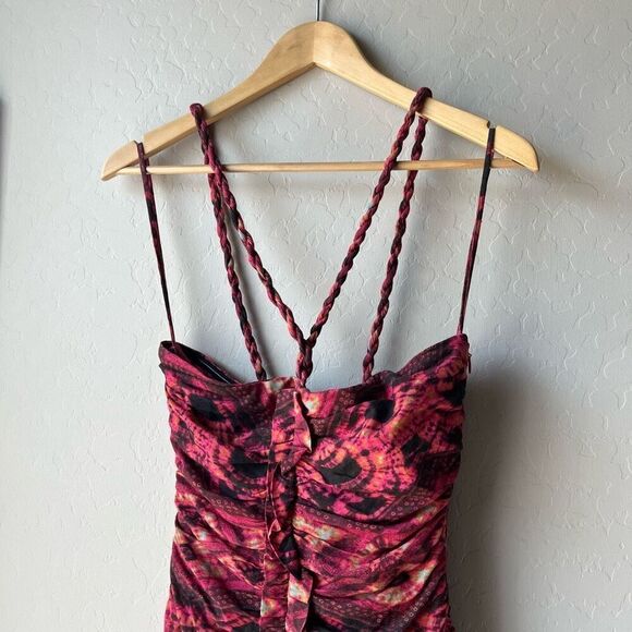 NEW Ulla Johnson Dress Marcella Wild‎ Rose Pink Print Halter Midi Dress Size 2 - Picture 4 of 12